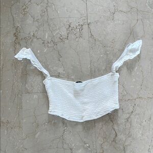 Lulu's White Sleeveless Crop Bustier Tank Top